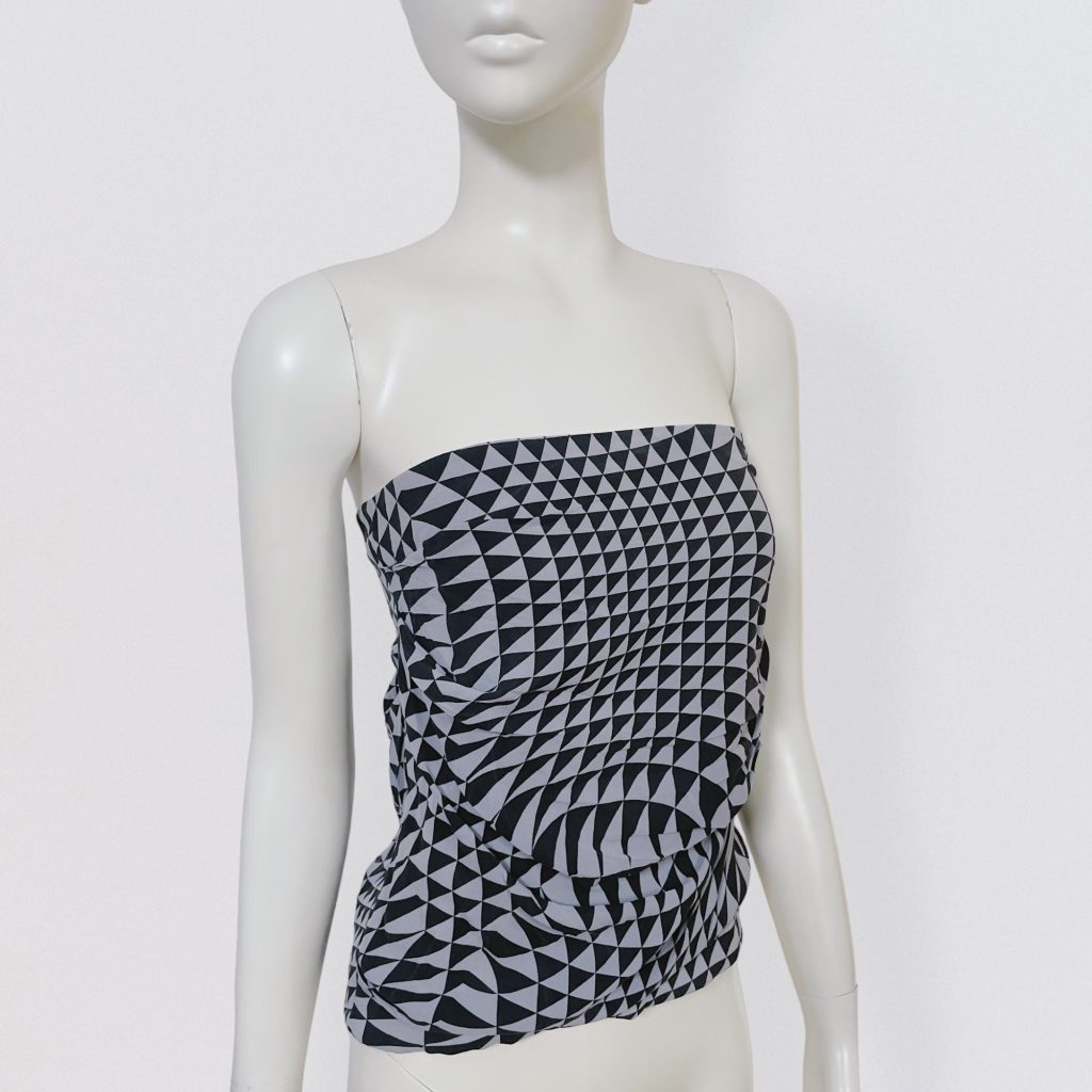 DOLCE & GABANNA F/W 2003 draped silk bustier top with gray and black print