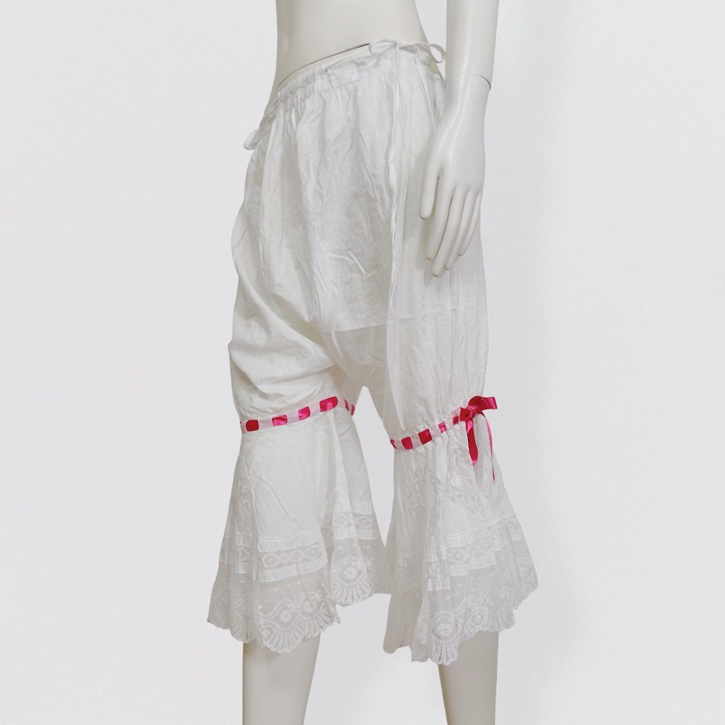White cotton and lace antique lingerie bloomer pants