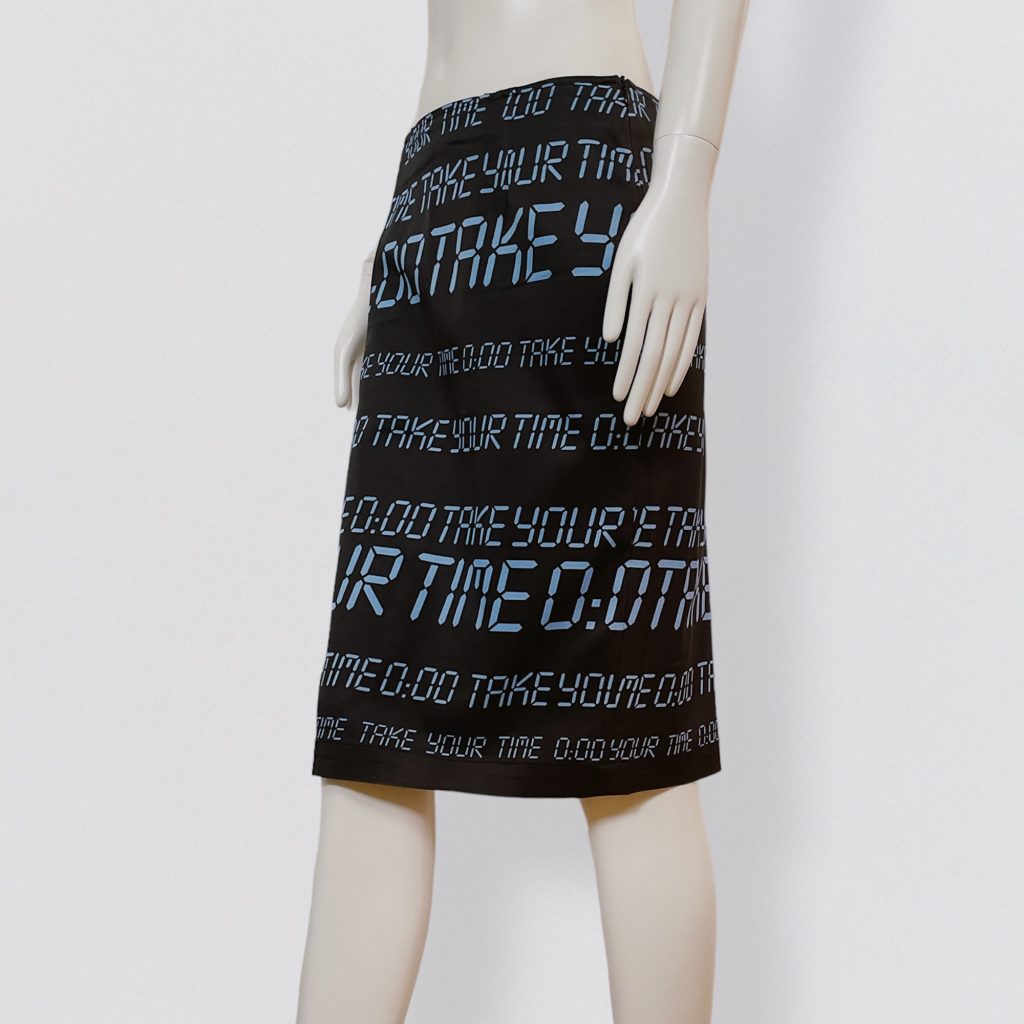 MOSCHINO JEANS 90s alarm clock print midi skirt