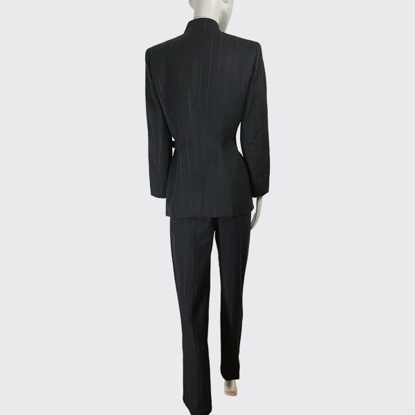 THIERRY MUGLER 00s navy blue stripes wool suit - Image 4