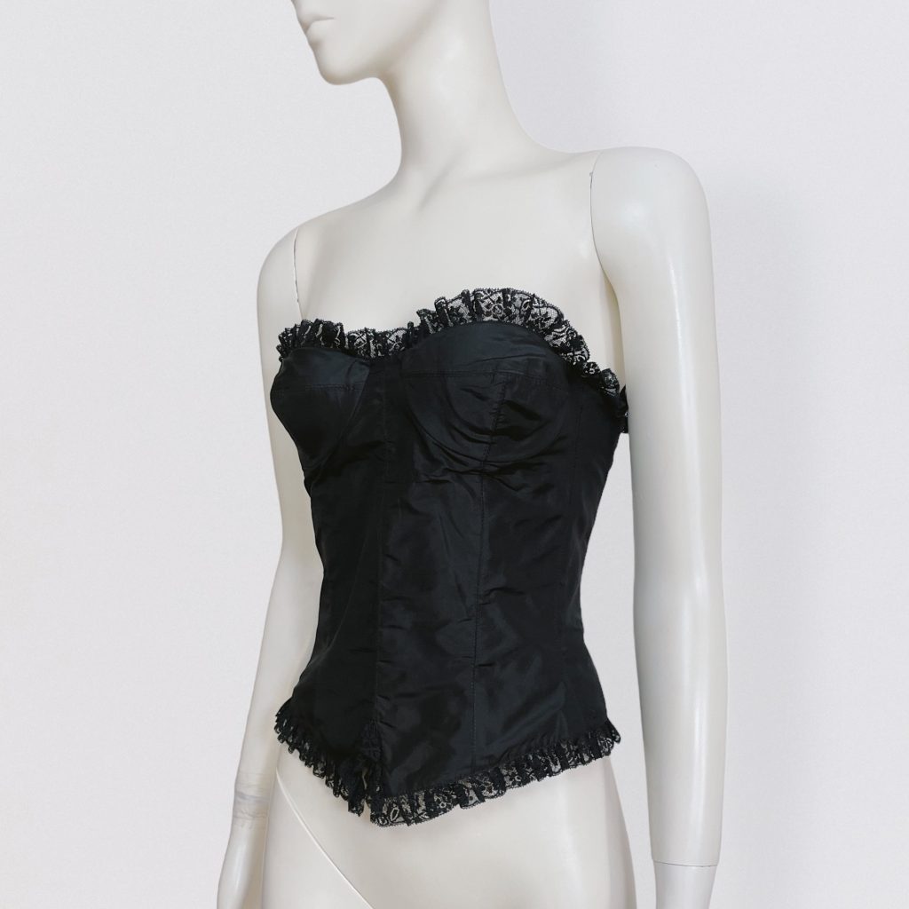 ANGELO TARLAZZI – black silk and lace corset bustier
