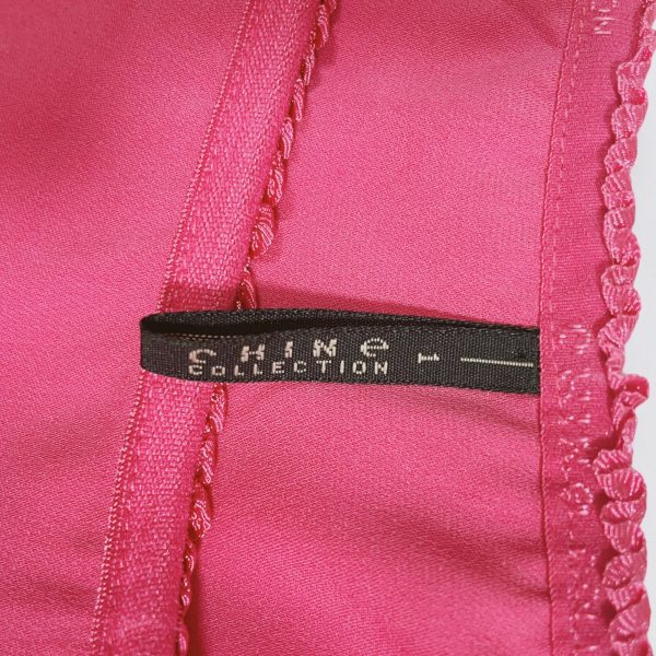 CHINE COLLECTION - pink silk pants with lace detail - Image 4