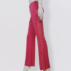 Vintage 00s CHINE COLLECTION pink silk pants with lace detail
