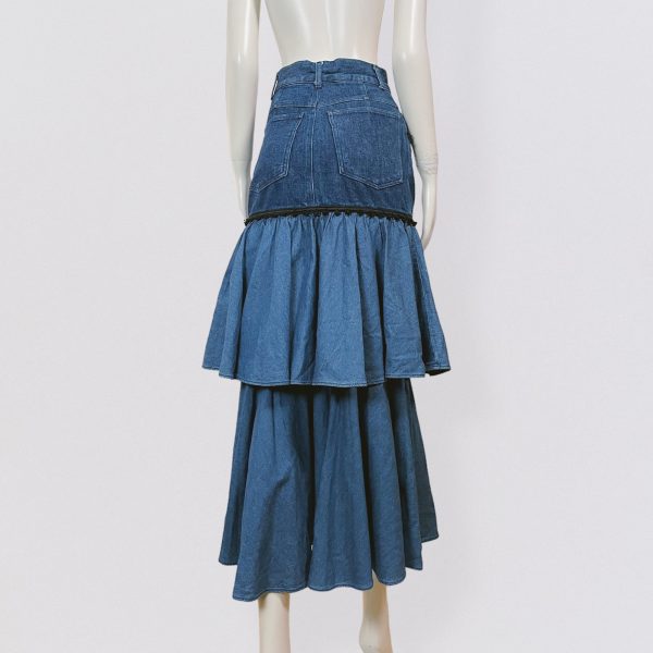 MOSCHINO - 1987 maxi denim skirt with ruffles - Image 2