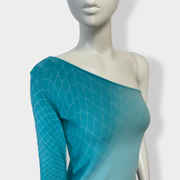 VERSACE JEAN COUTURE - turquoise asymmetrical top - Image 2