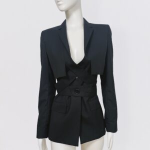 Vintage 00s JEAN PAUL GAULTIER 2 in 1 black blazer jacket (vest + bolero) co ord