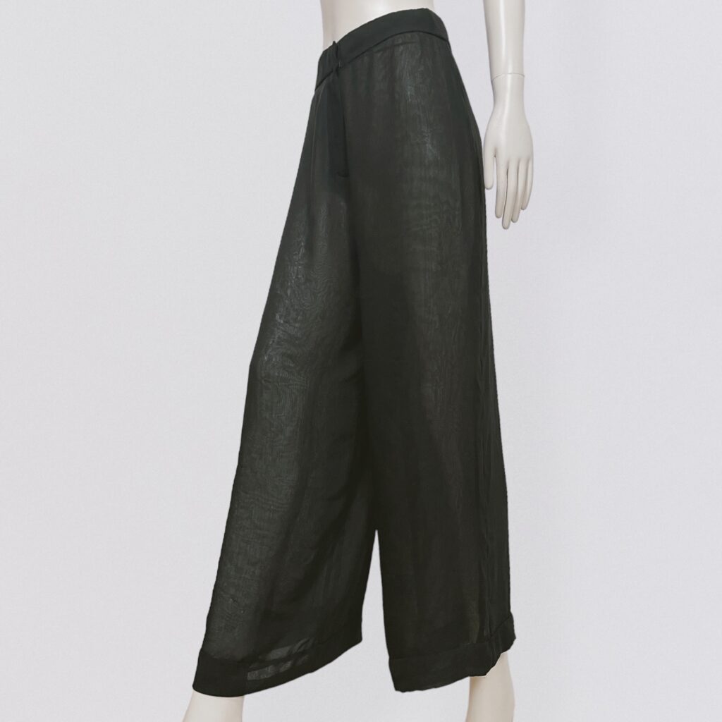 SONIA RYKIEL – Black high-waisted semi-sheer silk wide palazzo pants