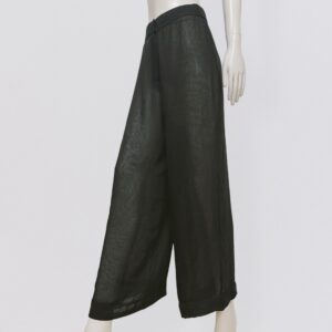 Vintage 90s SONIA RYKIEL Black high-waisted semi-sheer silk wide palazzo pants