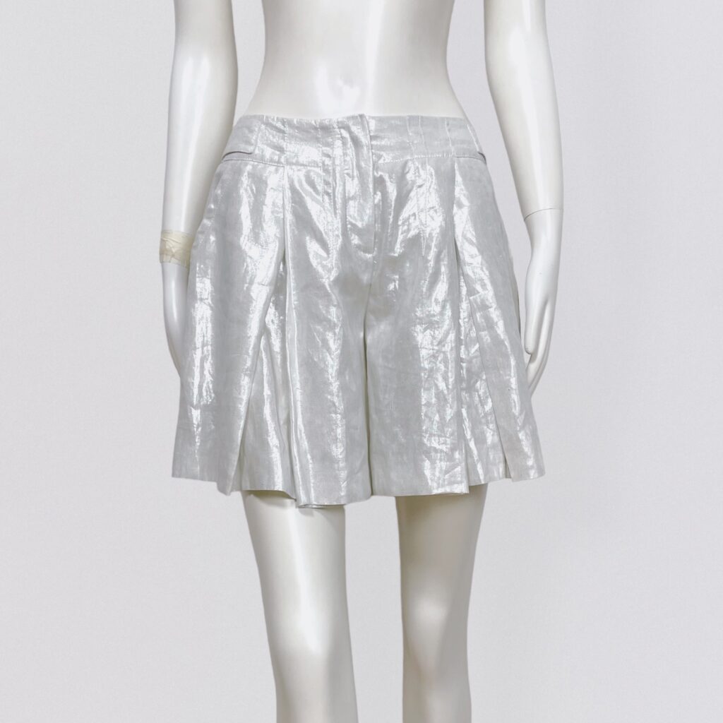 CHRISTIAN DIOR by John Galliano – Silver pleated tennis mini short skirt