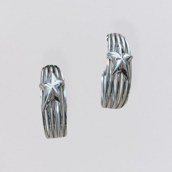 Vintage 00s THIERRY MUGLER star silver mini hoops earrings 2