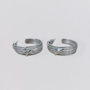 Vintage 00s THIERRY MUGLER star silver mini hoops earrings
