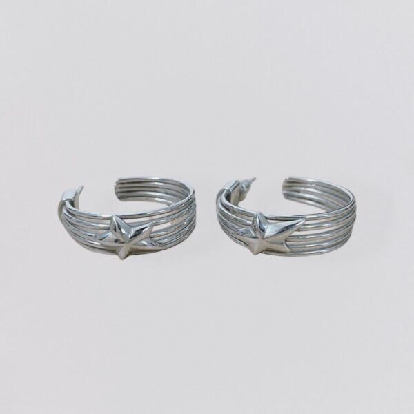 Vintage 00s THIERRY MUGLER star silver mini hoops earrings