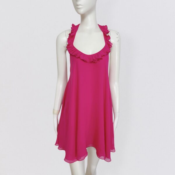 CHANTAL THOMASS - Pink silk mini backless dress with ruffle - Image 2