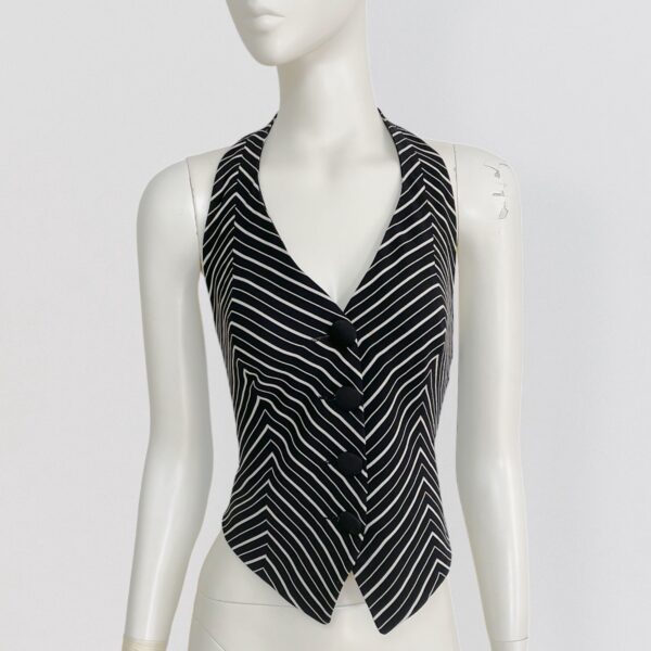 Vintage 90s DOLCE & GABANNA - Black and white striped backless vest 1