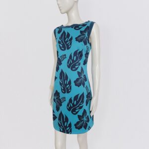 PRADA - Resort 2014 blue mini dress with Hibiscus print