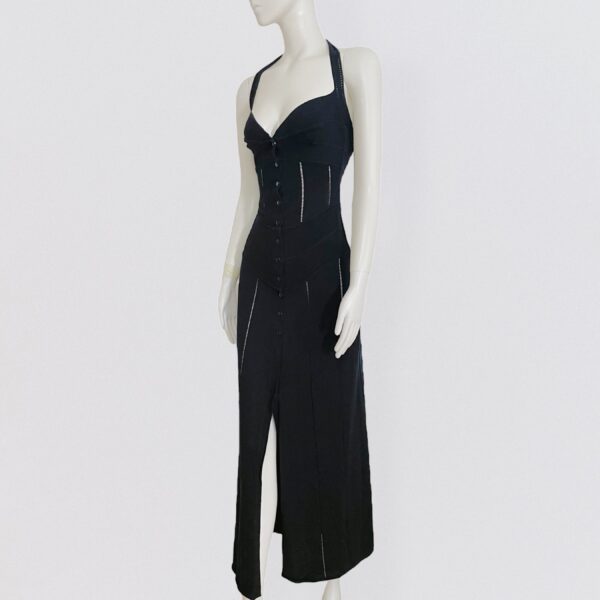 Vintage 90s THIERRY MUGLER black cotton backless maxi dress