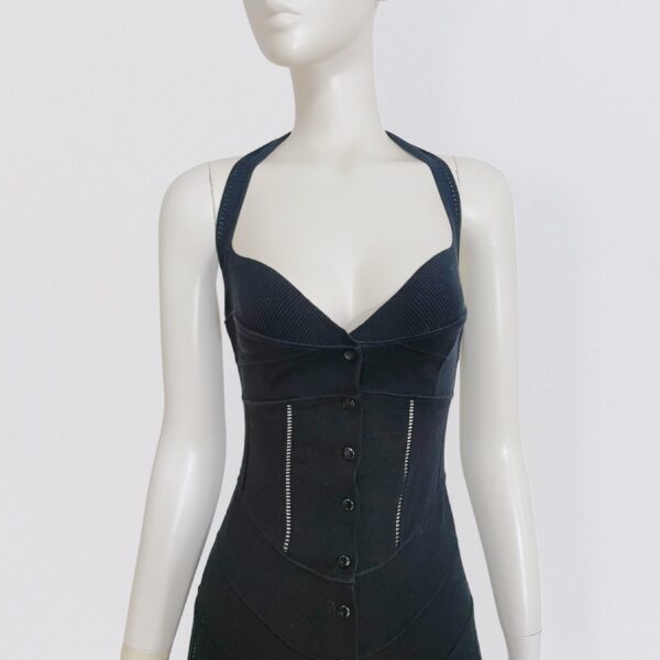 THIERRY MUGLER - black cotton backless maxi dress - Image 3