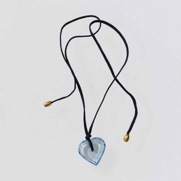 Vintage 00s BACCARAT - sky blue crystal heart pendant necklace