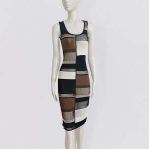 ANGELO TARLAZZI - Patchwork semi sheer tank knit midi dress