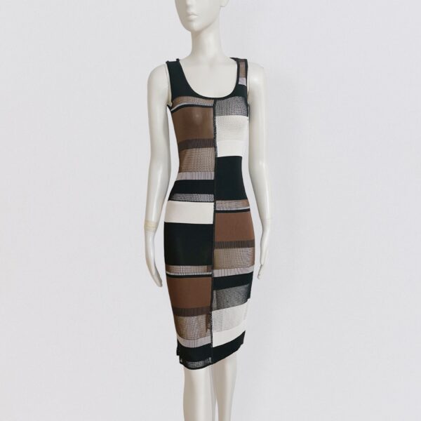 ANGELO TARLAZZI - Patchwork semi sheer tank knit midi dress