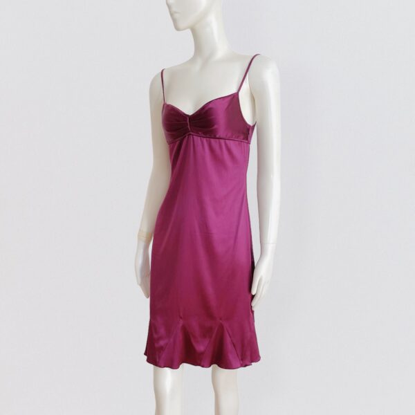 CAPUCINE PUERARI - Aubergine purple satin slip dress with spaghetti straps - Image 2