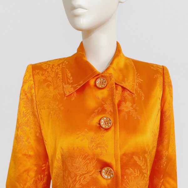 YVES SAINT LAURENT - Orange satin jacket with floral embroidery - Image 3