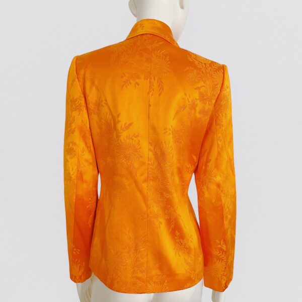 YVES SAINT LAURENT - Orange satin jacket with floral embroidery - Image 5