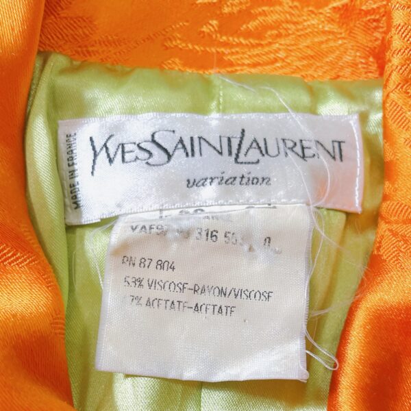 YVES SAINT LAURENT - Orange satin jacket with floral embroidery - Image 6