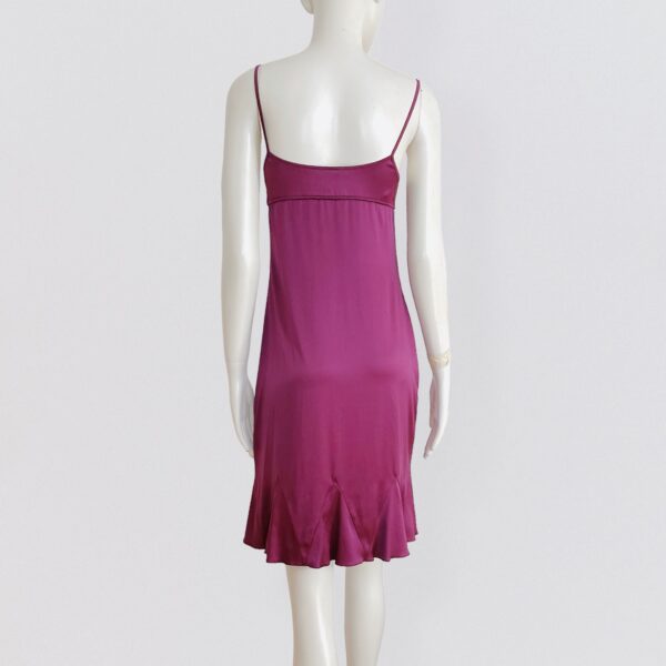 CAPUCINE PUERARI - Aubergine purple satin slip dress with spaghetti straps - Image 3