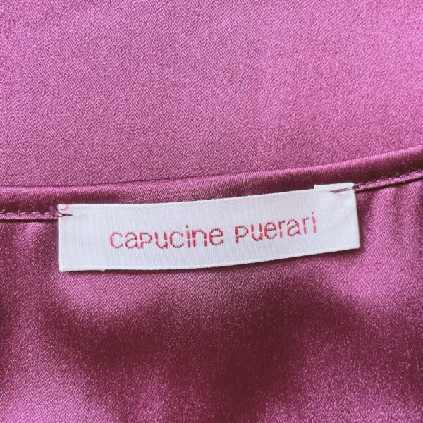 CAPUCINE PUERARI - Aubergine purple satin slip dress with spaghetti straps - Image 4