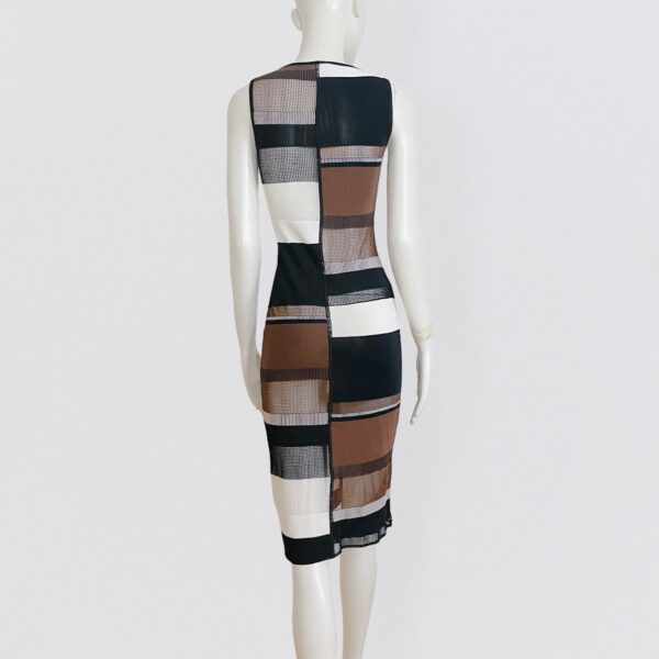 ANGELO TARLAZZI - Patchwork semi sheer tank knit midi dress - Image 2