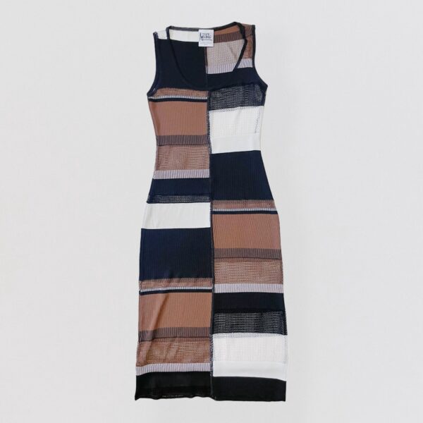 ANGELO TARLAZZI - Patchwork semi sheer tank knit midi dress - Image 3