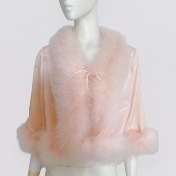 Vintage 60s I MAGNIN - powder pink feather bolero top