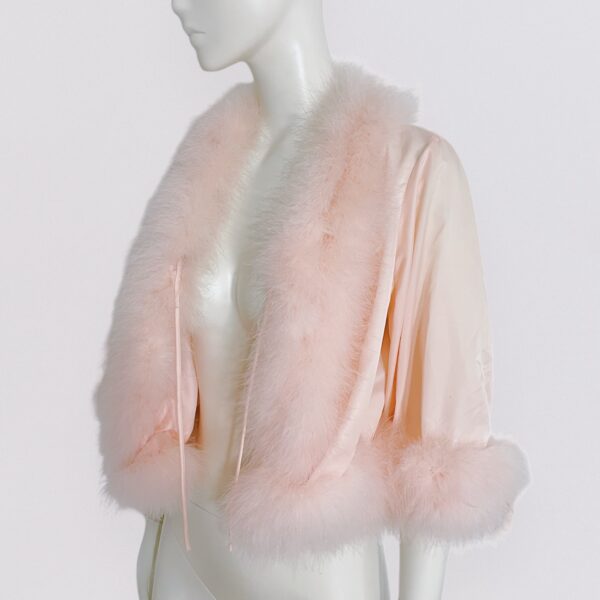 Vintage 60s I MAGNIN - powder pink feather bolero top 2