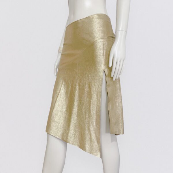 Vintage 00s LOLITA LEMPICKA S/S 2001 Asymmetrical gold leather midi