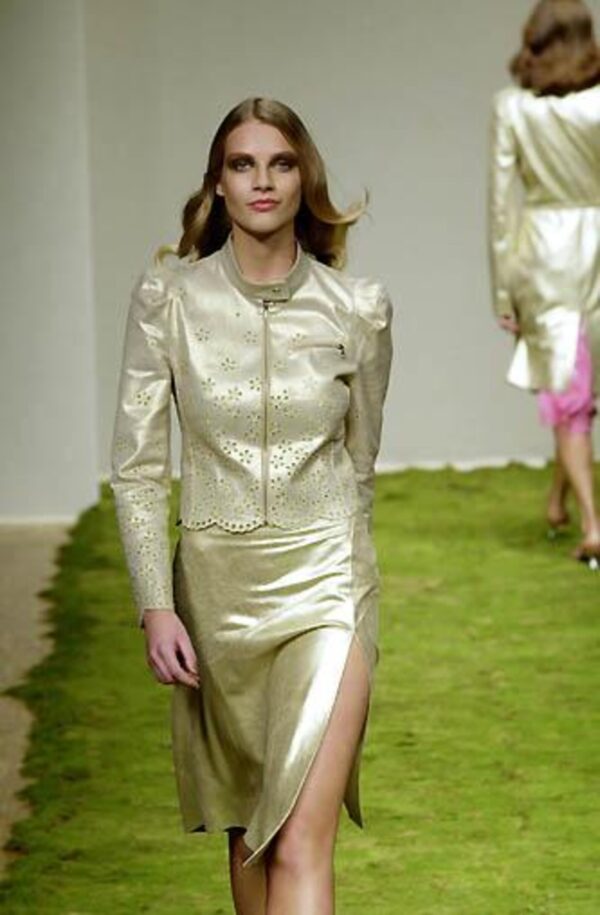 LOLITA LEMPICKA - S/S 2001 Asymmetrical gold leather midi - Image 6