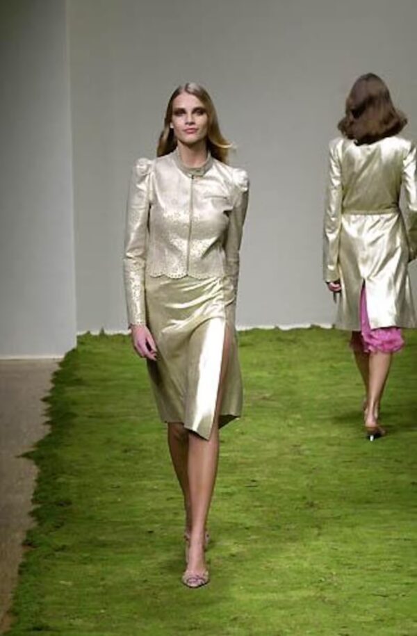 LOLITA LEMPICKA - S/S 2001 Asymmetrical gold leather midi - Image 5