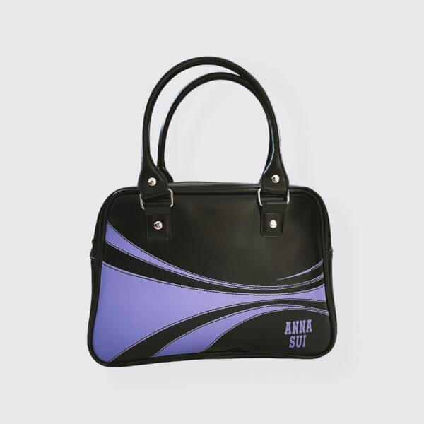 Vintage 00s ANNA SUI - Rectangular bowling bag in black and purple leather