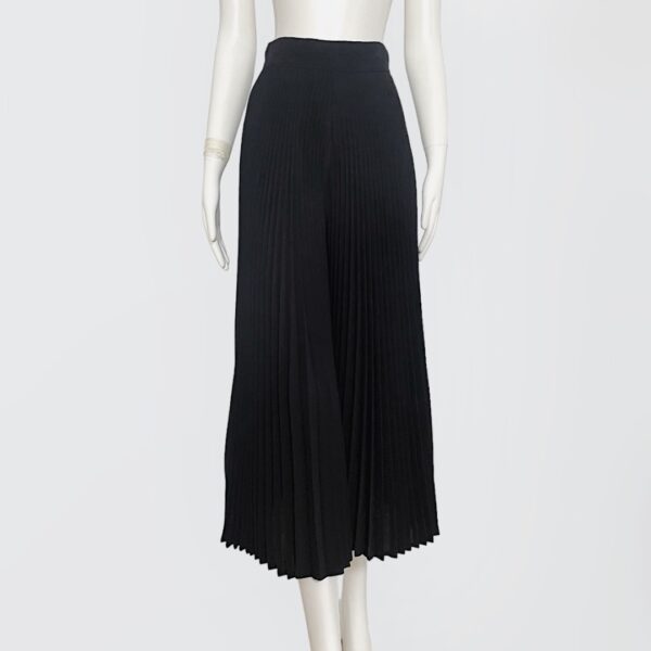 MOSCHINO COUTURE - High-waisted black wool pleated midi culotte skirt - Image 2
