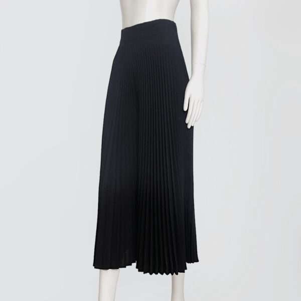 Vintage 90s MOSCHINO COUTURE - High-waisted black wool pleated midi culotte skirt