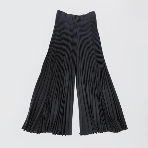 Vintage 90s MOSCHINO COUTURE - High-waisted black wool pleated midi culotte skirt 1