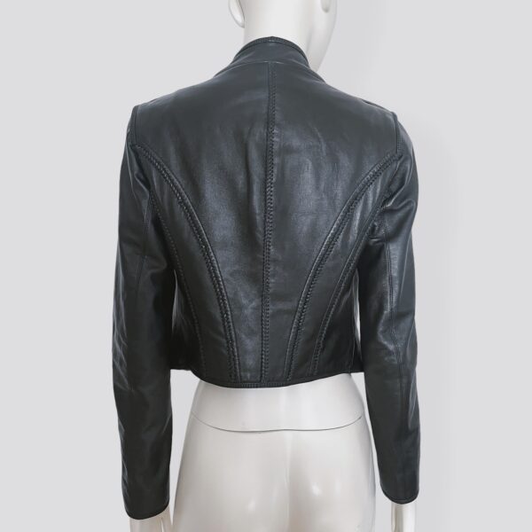 GIANFRANCO FERRE - Black lambskin bomber jacket with braided details - Image 4