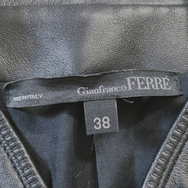 GIANFRANCO FERRE - Black lambskin bomber jacket with braided details - Image 6