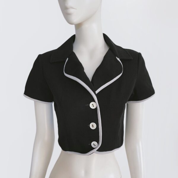 BYBLOS vintage 90s black cropped shirt top with contrasting edge and buttons