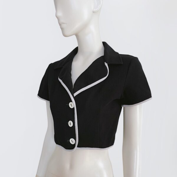 BYBLOS vintage 90s black cropped shirt top with contrasting edge and buttons 1