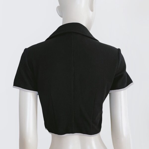 BYBLOS - black cropped shirt top with contrasting edge and buttons - Image 3