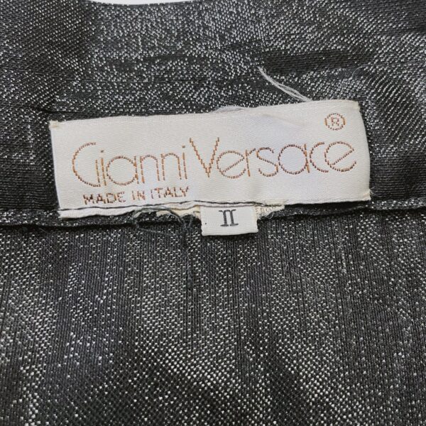 GIANNI VERSACE - Shimmer Black Pleated Midi Slit Skirt - Image 5