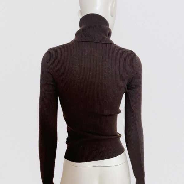 DOLCE & GABANNA - brown wool turtleneck sweater with multicoloured pattern - Image 3