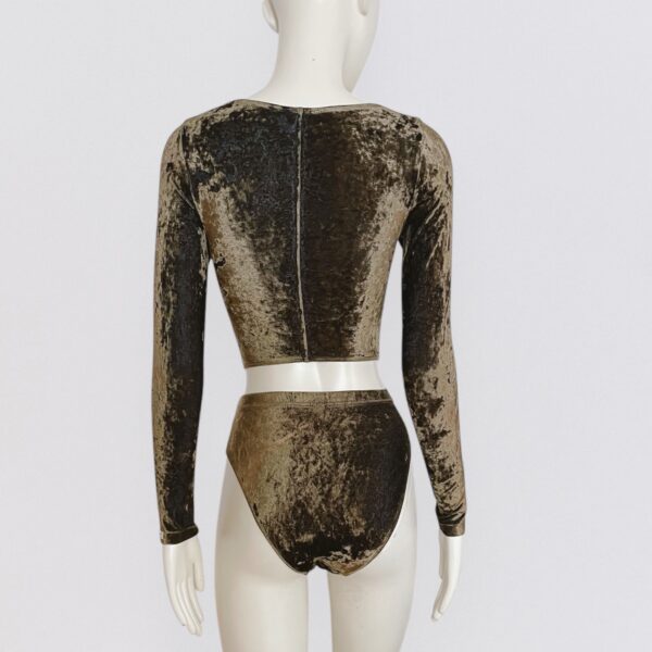 ANTI FLIRT - Glossy brown crop top + velvet panties co-ord - Image 4