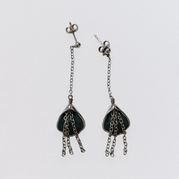 Vintage 00s NINA RICCI Silver metal dangling earrings